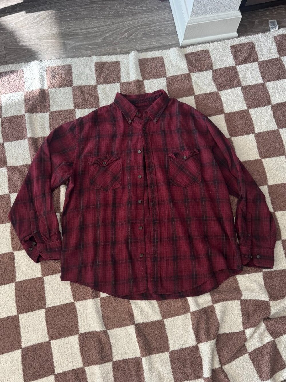 Urban Outfitters - Dark Red Plaid Button Up Shirt